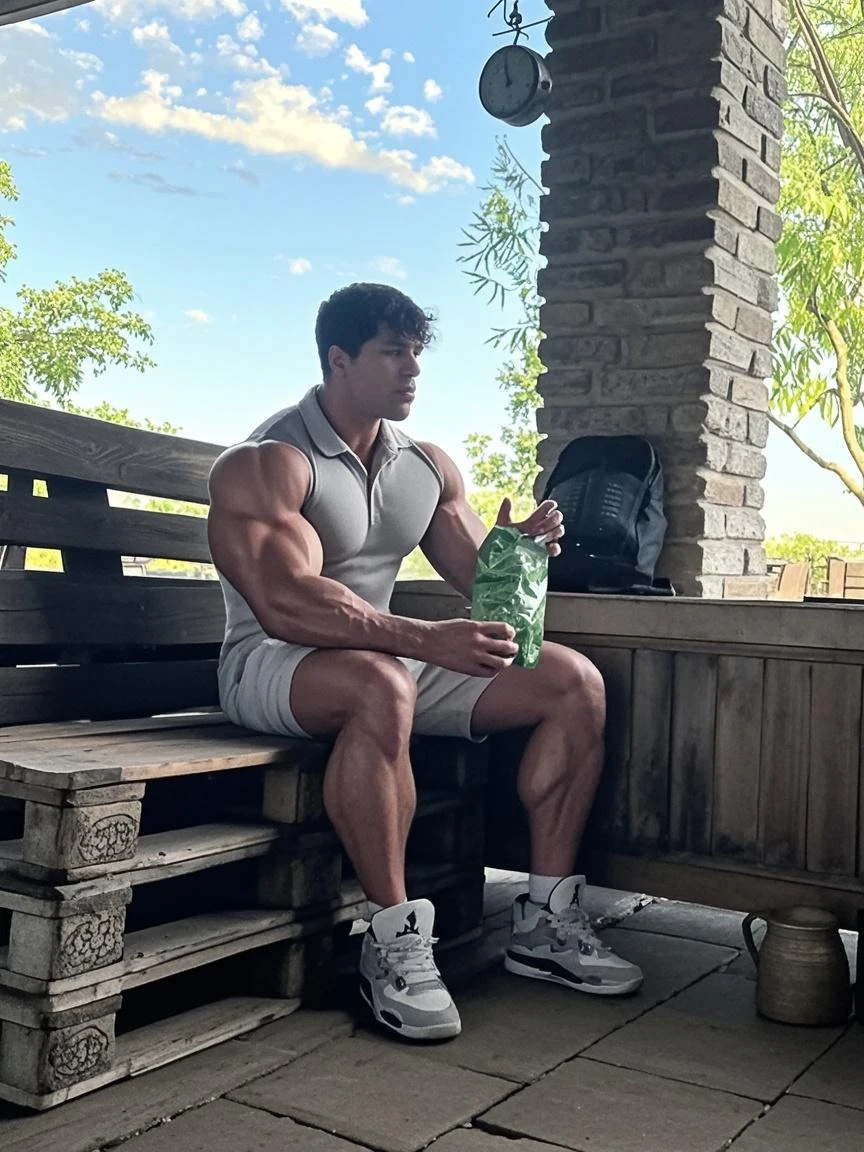 arafed man sitting on the grass with a book in his hands, bodybuilder ernest khalimov, ernest khalimov body, absurdly muscular physique, gigachad muscular, posing and flexing, he is about 40 years old, he is about 4 0 years old, 6 pack, mr universe, shredded, extreme muscles, he is about 50 years old