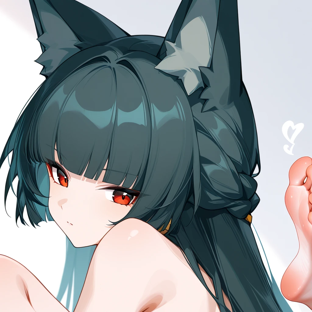 score_10, score_9_up,score_8_up,score_7_up,1girl, source_anime, anime screencap, animal_ear_fluff, black_hair, cat_ears, cat_girl, cat_tail, green_eyes, highres, karyl_\(princess_connect!\), low_twintails, , solo, streaked_hair, naked, small breasts, nipples,