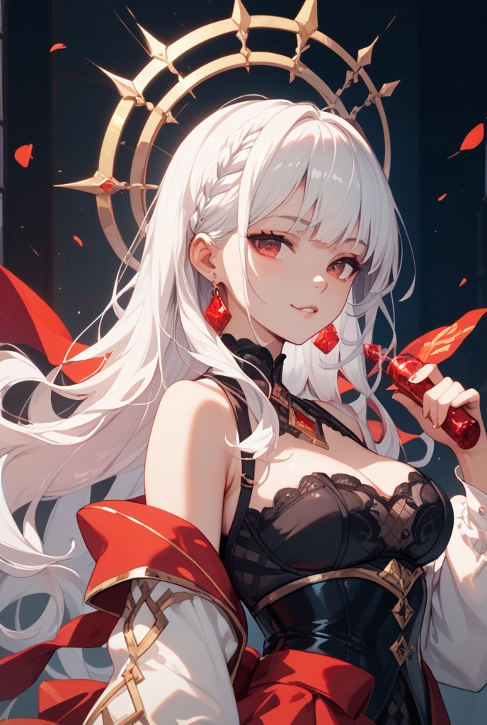 anime girl with a sword and a dragon on her shoulder, white haired deity, anime fantasy artwork, best anime 4k konachan wallpaper, beautiful fantasy anime, from arknights, detailed anime art, detailed anime artwork, anime epic artwork, anime fantasy illustration, artbook artwork, 2. 5 d cgi anime fantasy artwork, detailed key anime art, white horns queen demon