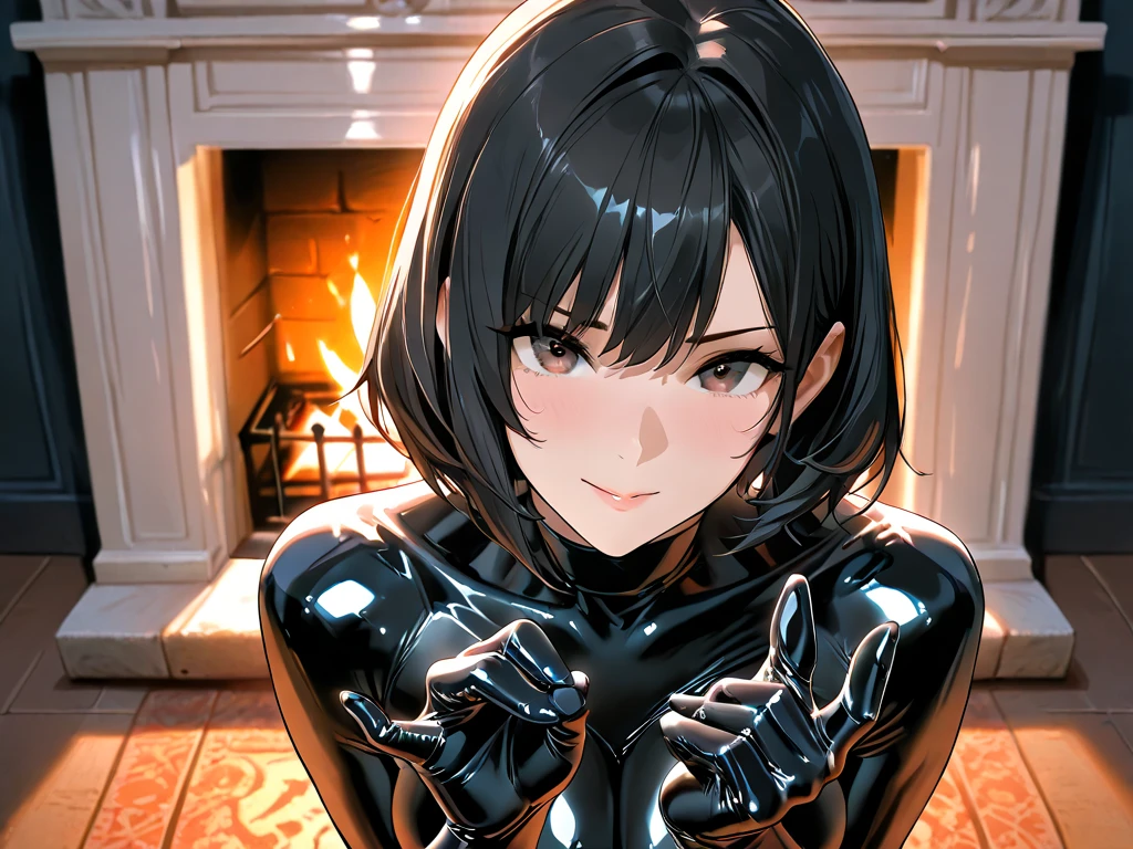 software, (Yellow latex suit on the upper body,The lower body is black latex pants)White sneakers,Ahegao, Open your mouth,smile,Happy expression,Drooling,Dripping Sweat, trembling, Quite a lot of steam,Highest quality,Black Hair,Inner Color,Red lipstick,Pink Eyeshadow,Bob Hair, Blushing,Front facing,boy