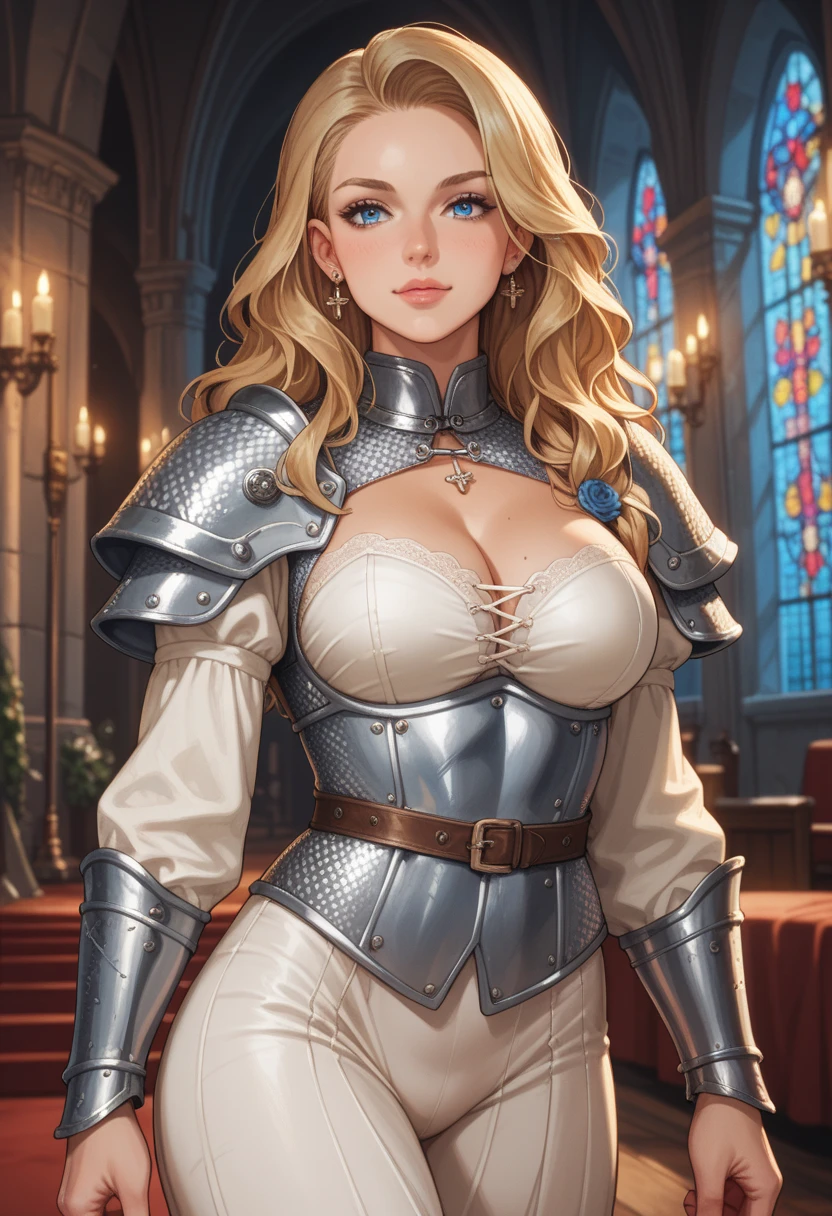 White blonde hair strict neat bun, huge hair bun, hair pins, fur collar, fantasy elf woman, 25 years old, thong and corset, large breasts, round bottom provocative, dusty lighting, desaturated colour, cloak, indoor, bedroom, thigh high boots, candlelight