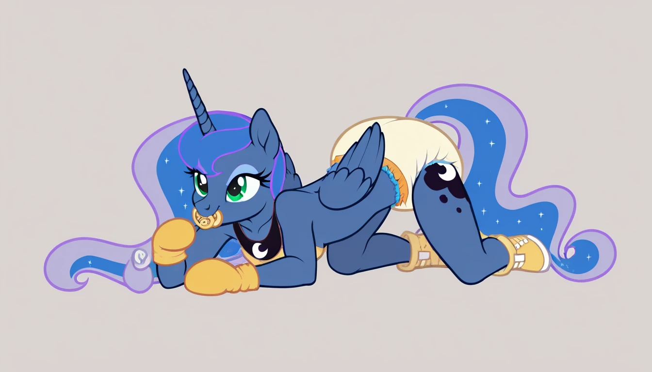 there is a cartoon picture of a pony with a blue dress, anthropomorphic mare, smooth blue skin, neon hooves, with blue skin, obsidian hooves, changelingcore, aura of magic around her, fun pose, blue shiny eyes, sun behind her, mlp, bust, mlp fanart, bottom angle, lunging at camera :4