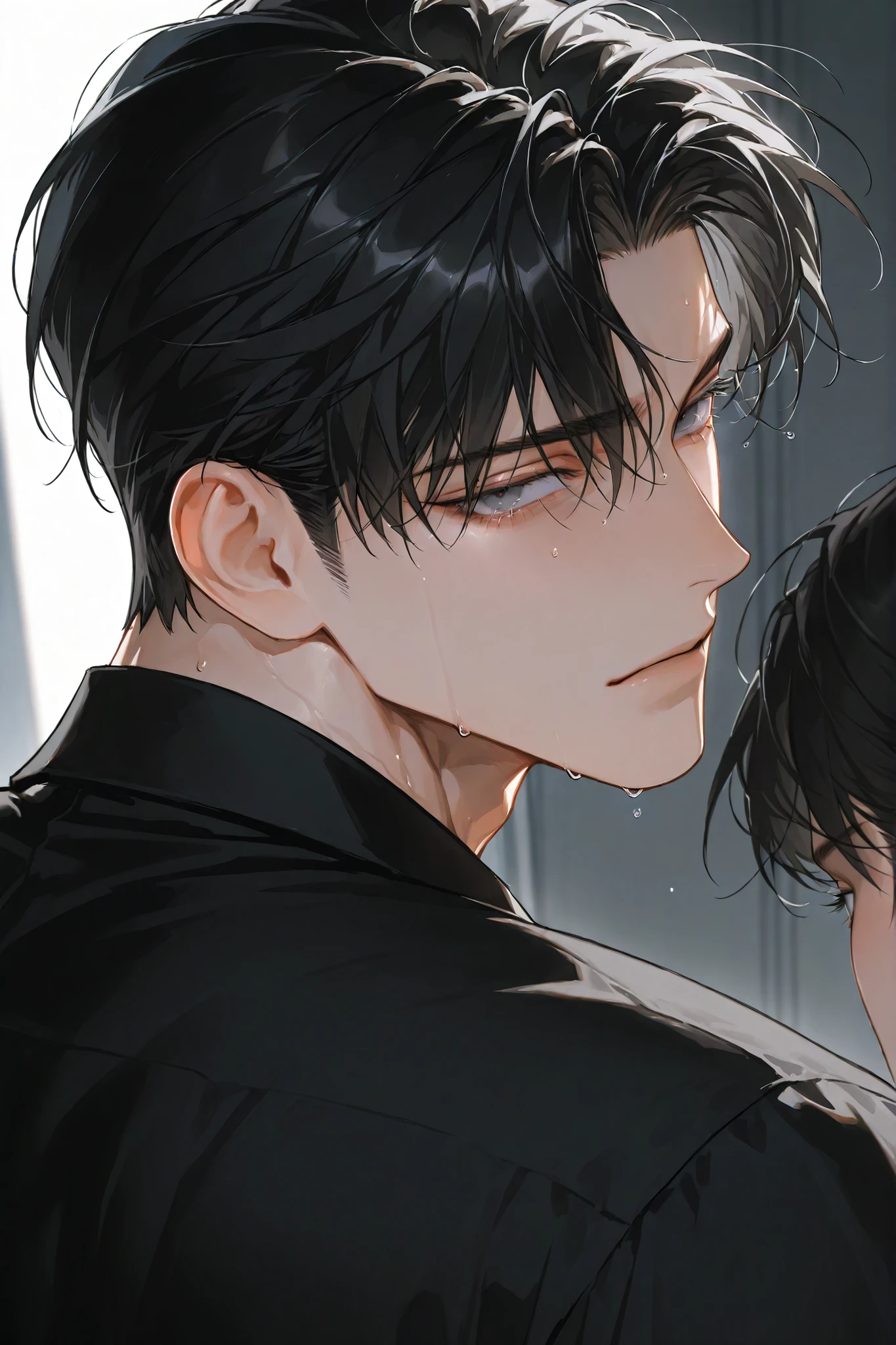 a close up of a man with a black tie and a white shirt, extremely handsome, realistic 