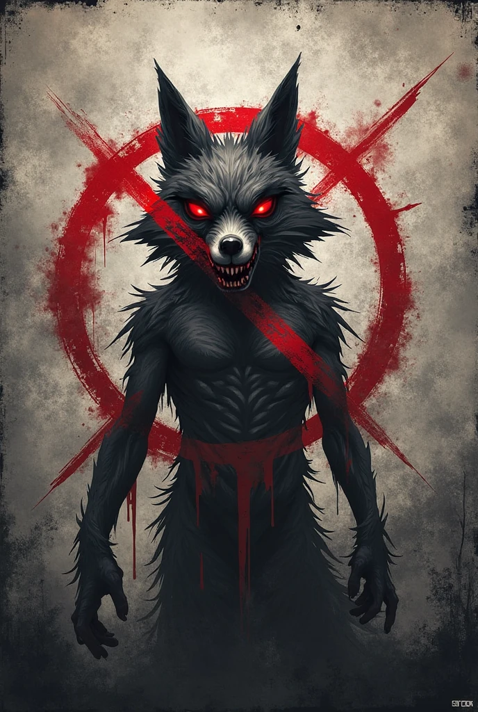 (a Werewolf Hybrid with dripping blood:1.2) , t-shirt logo in the style of <MAGIFACTORY> tapered fine outline, orthographic view, art on (empty background:1.4)