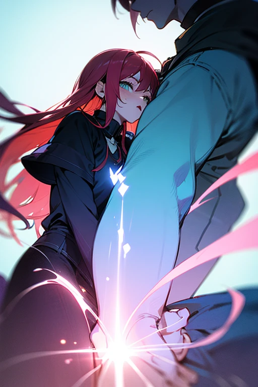 Create an image depicting a man and a woman in the center, gradually being separated and pushed apart towards the borders of the picture by ominous, dark forces closing in on them from all sides