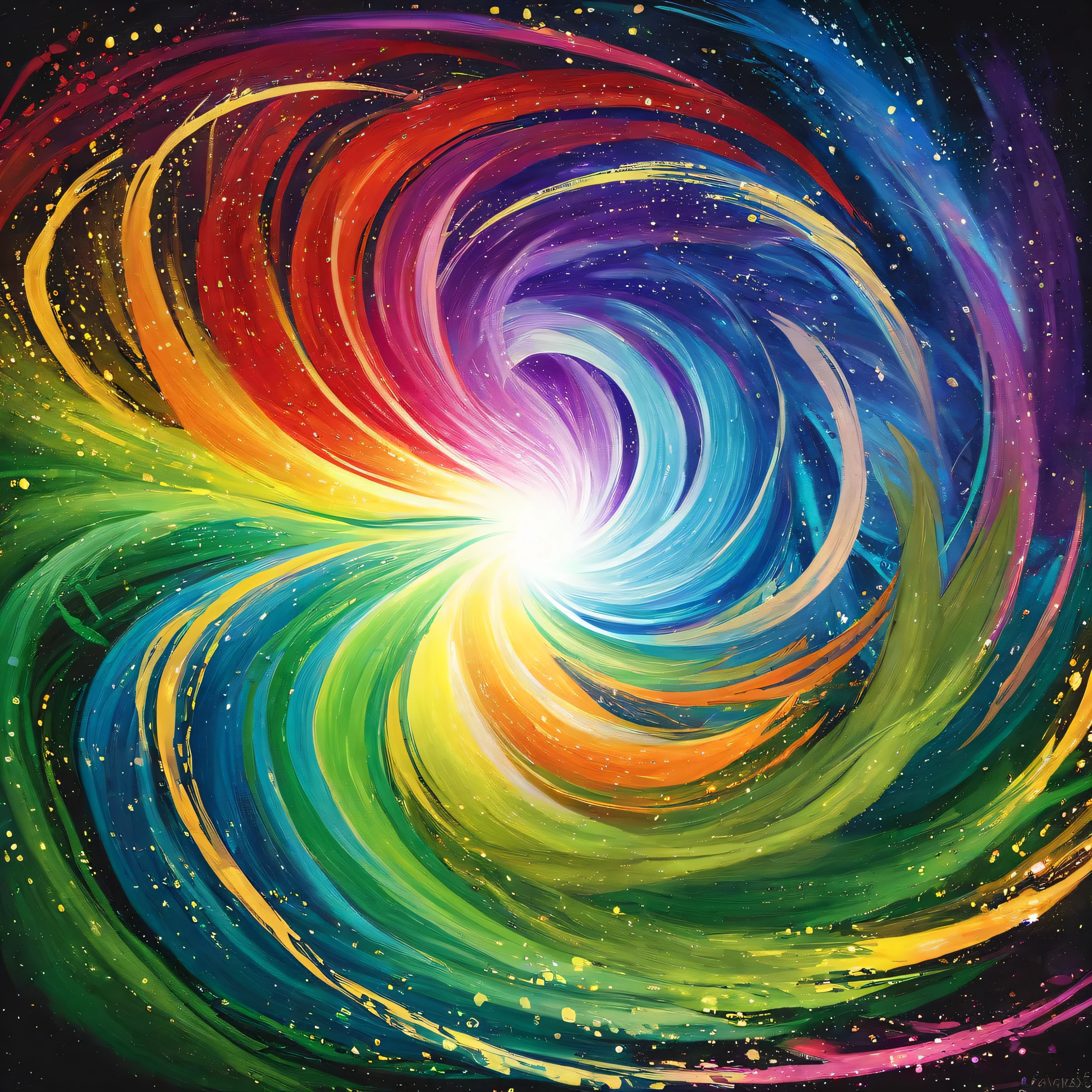 Mysterious Light(green、green、red、Yellow、white、Pink、orange、Purple、light blue、)swirls and wraps around as if drawn with a paint brush、Wind drawn with a paint brush、dazzling light spreading from the back、背景はgreenく吸い込まれそうな明るく眩い光、No Humans、greenい神秘的な光と背景、背景はもの凄く明るくwhiteい光、