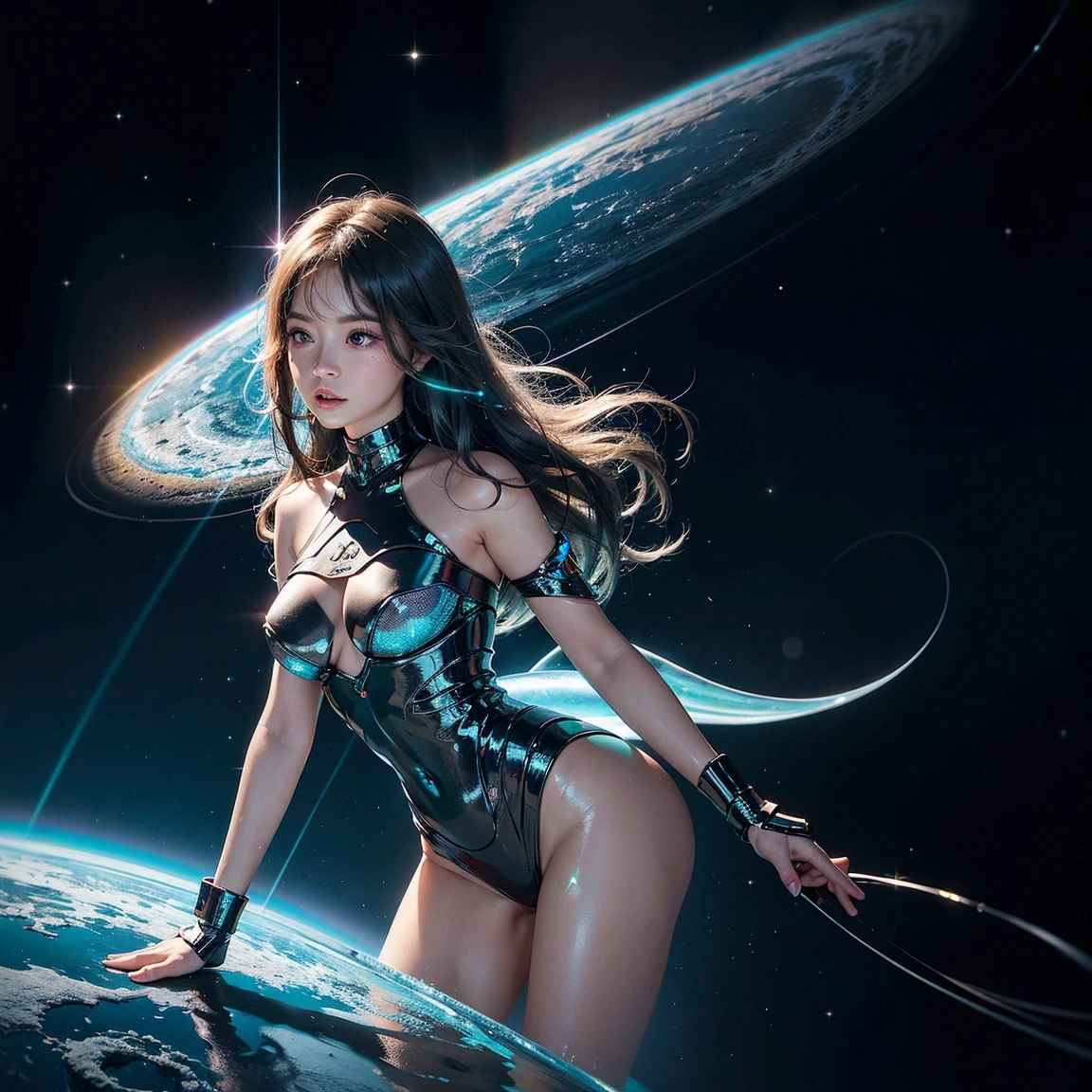 8K full body portrait of beautiful cyborg with brown hair,Wear high boots on your feet,Bare arms, nabel, Thighs,iintricate,ellegance,Highly meticulous,A majestic,Digital photography,Nguyen Jia and Greg Rutkovsky's artistic germination and surrealist painting mecha art,full bodyesbian,brokenglass,(tmasterpiece,Sideslit,exquisite and beautiful eyes:1.2 ,The Arm,nabel), Human Development Report,