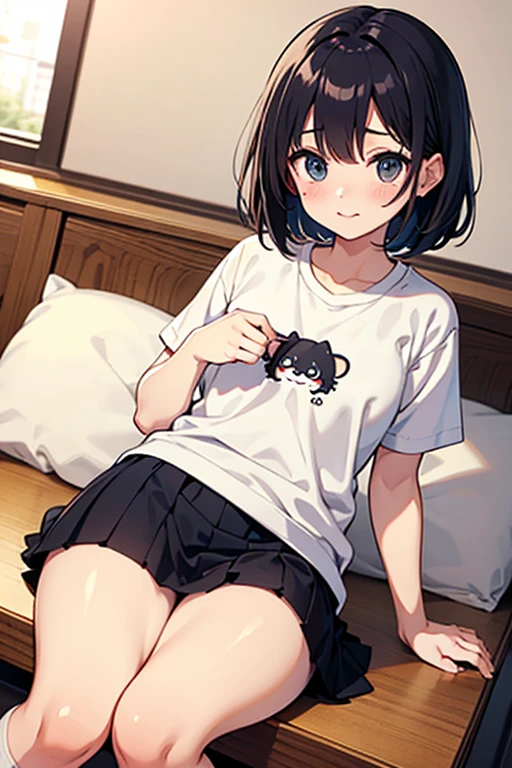 embarassed little lolicon wearing only undies. privates on display. compromising position.