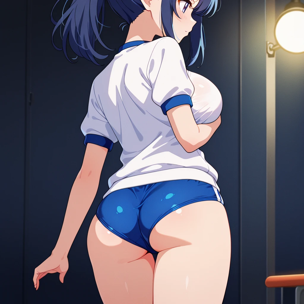 ((Table t○p, highest quality, Hi-Res Lucifer,Anime Screen Capture、Pixel perfect, 8k, Browsing Caution)))、((((Surrounded by a few guyultiple Coxcular)))、Perfect Anatomy、(((Huge breasts、Wide Hips、Wide ass、Wet、Place your hands behind your head、Armpits)))、(((Bobcut)))、(((School Uniform、White Shirt、Black Mini Skirt、Blue striped panties)))、Sweat, vapor,(Yellow Eyes)、((Black Hair)), ((((I'm worried、blush、Embarrassing))))、smile、(Dark night in the city)、