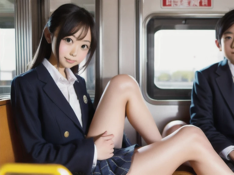 score_9, score_8_up, score_7_up, uncensored, realistic, in train, tokyo, from below,
1girl, cute, japanese, black hair, long hair, bangs, half closed eyes, open mouth, tongue out, huge breasts, navel,
school_uniform, sailor_uniform, dark blue skirt, lifted skirt, black panties,
sitting seat, spread legs,