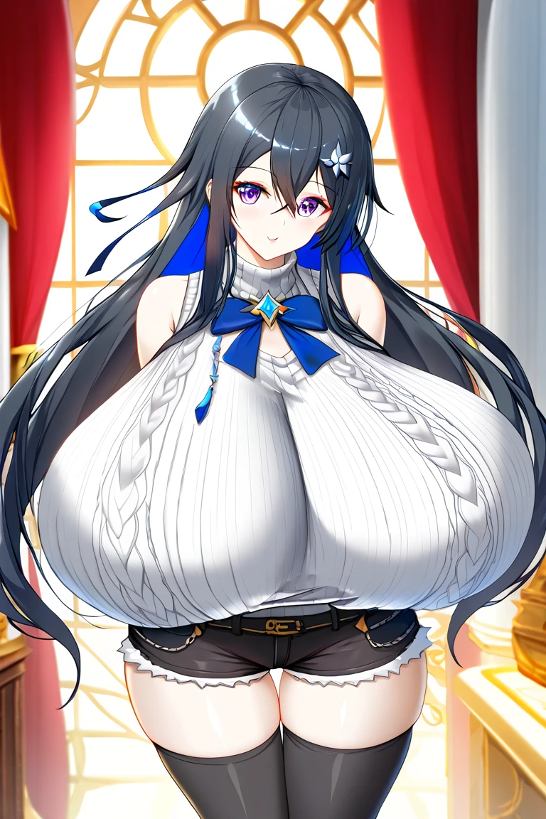 A young Girl, ((17 years-old)), with Breasts that are Overwhelmingly Huge and are getting Bigger by the second, Long Black Hair, Beautiful Blue eyes, (((Extremely Embarrassed))), (Very Scared), her clothes are getting increasingly tight because of her breast expansion, Her Breasts are now GGG size and still growing quickly,