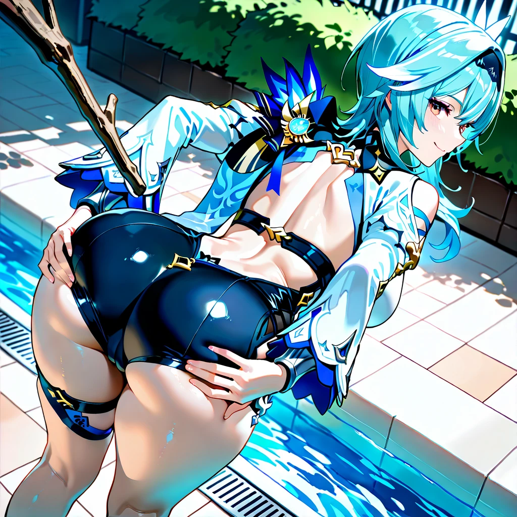 Pokemon furina de genshin impact lado posterior mostrando el culo y su ano, NSFW desnuda sexy mostrando su posterior  full body size