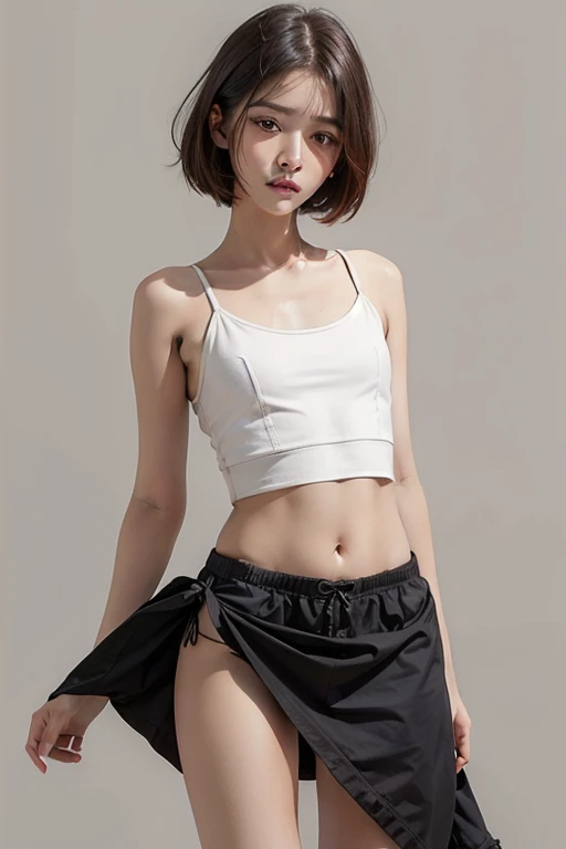 ((Standing posture:1.8, Composition above the knees:1.8)), (Clothing:2.0, Sports Bra:2.0, boxer shorts:1.8), (Wet:1.5), ((A grin:1.2, Bobcut:1.2, slender:1.5, Small Ass:1.5, Erect nipples:1.8)), ((Japanese, 1 Girl, 18-year-old, 7 heads, Ideal body proportions, Black Hair, With bangs, Small breasts, Erect nipples, slender, Small Ass, Beautiful feet, Skinny Legs)), Surrealism, Cinematic Lighting, Depth of written boundary, First Person View, F/1.8, 135mm, Ticker, Mastepiece, Curate, ((Anatomically correct:1.3)), Textured skin, Super Detail, High detail, High quality, Awards, Best Quality, High resolution, 8K