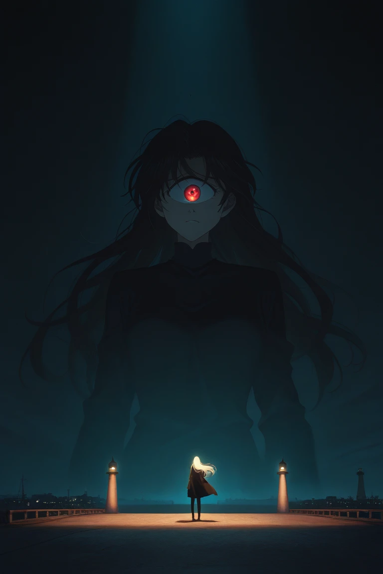 anime women, highly detailed, detailed, 4k, 8k, cinematic, anime, women, solo, void, extra-detailed, (Background:A dark, stormy sky with swirling black and gray clouds. The scene is set at night, with no visible stars or moon, emphasizing the void.), (Foreground: A shadowy, indistinct figure in the center, partially submerged in a black, swirling void. Only the upper half of the figure is visible, and the lower half fades into the darkness. The figure's face is expressionless, with hollow, empty eyes, and a slight hint of despair. The hands of the figure are reaching out, clawing at the air as if trying to escape.), (Details: Around the figure, faint, ghostly shapes of demons or nightmares lurk, their faces twisted in sinister grins. Broken mirror shards float around the figure, reflecting fragmented, distorted images of their face and the dark surroundings. Wisps of dark smoke or mist rise from the void, wrapping around the figure's arms and legs, pulling them down.), (Colors: Dominated by deep blacks, grays, and dark blues. A few splashes of crimson red to symbolize pain and suffering. The reflections in the mirror shards have a slightly brighter, almost eerie glow, highlighting the fractured reality.), (Lighting: Dim and eerie, with a slight underglow coming from the void itself. Soft light reflections off the mirror shards, creating a sense of shattered reality.) (anime highly detailed 4k)
