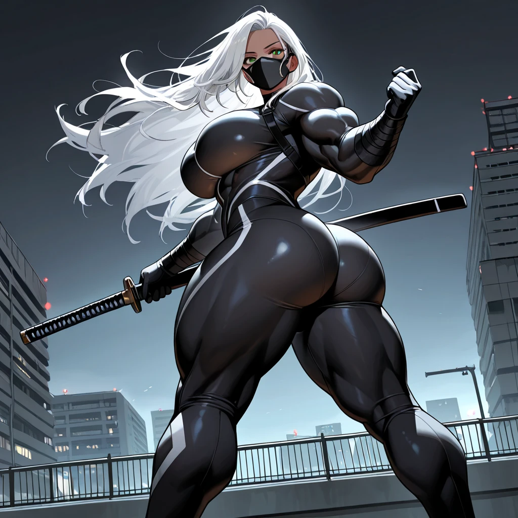 (Masterpiece, best quality, intricate details, 1sologirl) iron collar, arms behind back, iron cuffs, shackles, leather collar choker neck bell, bound ((standing by wooden pole:1.2)) ((female Black Dark skin Gyaru)) show entire body frontal position, feet in view, realistic, gorgeous 16y.o. darkest skinned mixed race female, black African, transparent black pantyhose, legs open, museum,barefoot no shoes, looking to viewer straight symmetrical, white silver long hair