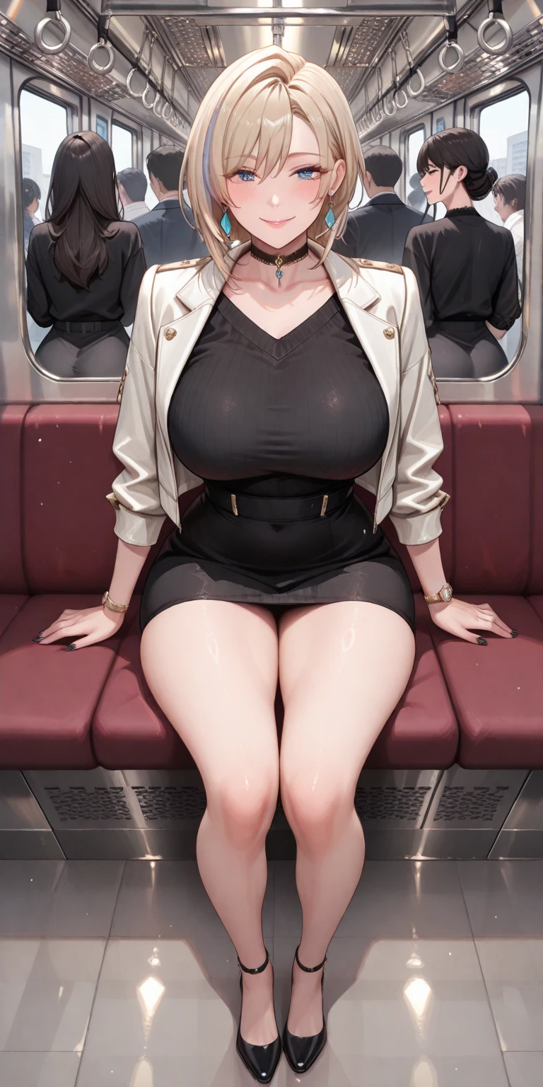 Married Woman，RAW Photos，High Cut，Low Angle（Black Pencil Skirt，Angle where you can see inside the skirt，White vertical sweater，pubic hair:1.5），Walking down the stairs，A bewitching married woman，tracing，Bob，Gentle smile，Long eyes，cameltoe，from below:1.3，pointybreasts，A flashy turquoise panty，Light blue delicate panties，ultra HD，Highest quality, Ultra-high resolution:1.3， Brown Skin（very fine and beautiful skin）, Highest quality:1.3,(masterpiece), (Very detailed8K:1.1，ultra HD:1.3),Very detailed,Cinema Lighting, Detailed light, Best Shadow, Dynamic Angle,(Super big breasts:1.5), Plump thighs, ，Indentation:1.1