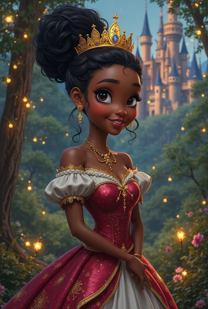 a 12 year old brown skin little girl disney animation, with Braided hair standing