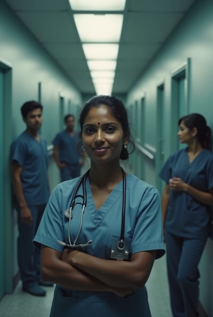Indian woman in nurse clothes in hospital 
