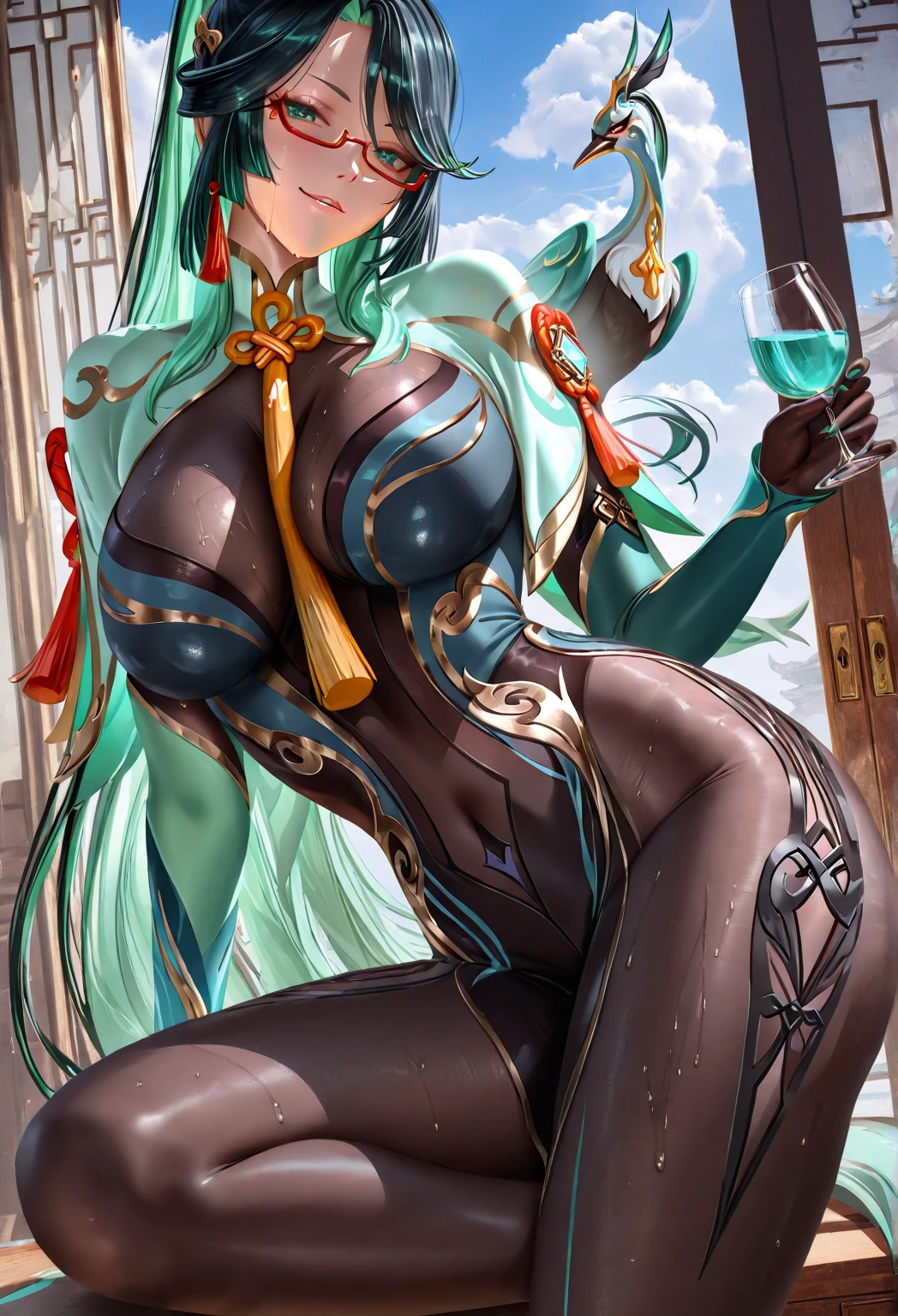 1female,35yo,熟妇,Huge cleavage,big chest and thin waist,Thin leg, photos exposed, 独奏,(Background with:at a forest,the rainforest,in summer) She has long powder-blue hair,The stands up,sweat profusely,drenched all over the body,seen from the front, hair straight, The sky is mostly cloudy,(((tmasterpiece),(Very detailed CG unified 8k wallpaper),Best quality,电影灯光,detailed back ground,美丽细致的眼睛,Bright pupils,blue color eyes,Redlip(Very delicate and beautiful),(Beautiful and detailed eyes description),ultra - detailed,tmasterpiece,)),facing at the camera,A high resolution,ultra - detailed),Expose breasts exposed,Bare genitals, Lower body elevation,Raised sexy,Exposing camel toes,Flushed face,with her mouth open,street frontage,Gold Saint Seiya(dressed in:Transparent officer uniform,black lence stockings,Expose breasts exposed),