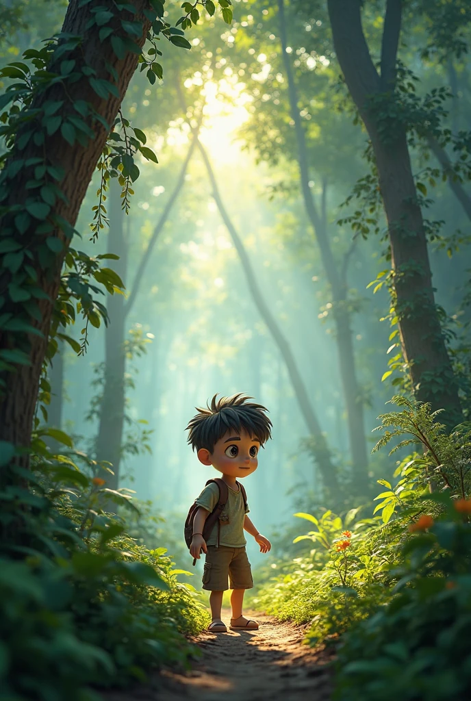 THE BOY MARTIN WALKING THROUGH THE FOREST 
