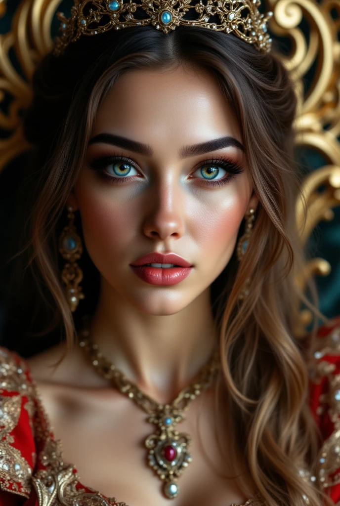 a gorgeous sexy woman Izabela ion, extremely detailed face and eyes, long eyelashes, beautiful detailed lips, intricate elegant armbinder, tight bondage, sensual harem girl attire, highly detailed, photorealistic, 8k, studio lighting, vivid colors, cinematic composition (