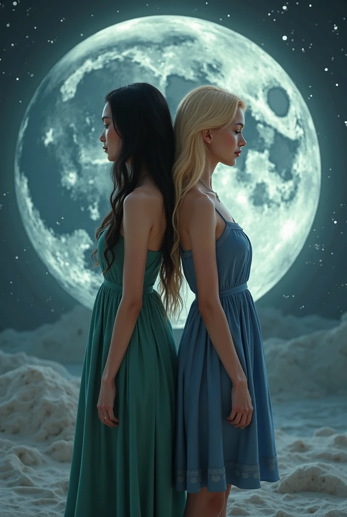 Princess (Blonde, wearing long dresses, Have a magic wand), background (forest, moon), gigantic tits 