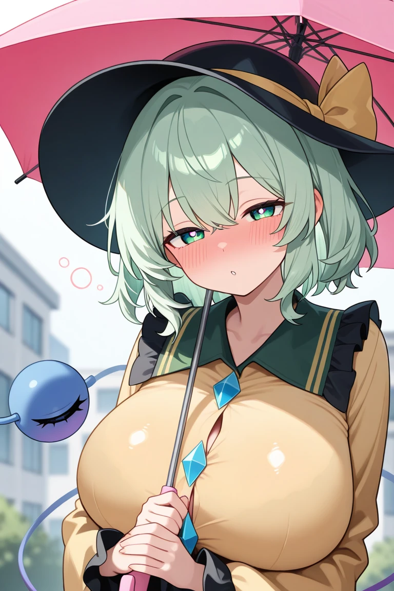 Hentai、High resolution、smile、A gal with huge breasts spreads her legs and makes a sex appeal at a tropical resort、Koishi Komeiji、Perfect proportions、Cowboy Shot、Overwhelmingly huge, saggy, heavyweight breasts、Fatty legs、Erect nipples、Exposing pussy、Clear eyes、Sweaty
