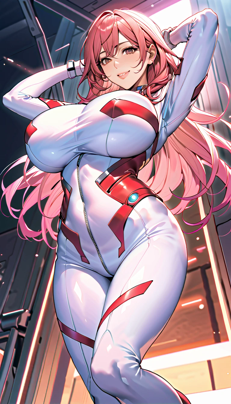 ((masutepiece)), ((High quality)), ((super detailed)), ((High resolution)) ,((8K)),Beautuful Women, ((She is one of the most famous actresses in Japan.)), Unparalleled beauty, ((huge breasts:1.4)), , ((big butts:1.2)), ((Deep cleavage)), Slim waist, Chest out, hyperdetailed face, Perfect Skin, (((waist-length hair, long light brown straight hair, hime-cut))), Light blue eyes, Detailed eyes, Whole body image, Sexy, An inviting smile, , (((Anime))), ((Glamorous)), Sexual attraction ,23 years old, ((Incredibly Beautiful Women)), ((H Cup Bust)), ((((Sexy pose)))), ((Neat and clean.)) , (((power ranger))), heroine, (((Highleg Written Power Suit, White line on pink powered suit:1.2))), ((The rich chest of a relief soldier, beauty legs, 8 life-size, Anime:1.4, Wet, The most beautiful、Strongest, ((charm)), ((Russian Beauty)), ((Gravure Pose)), Secret meeting with a lover,