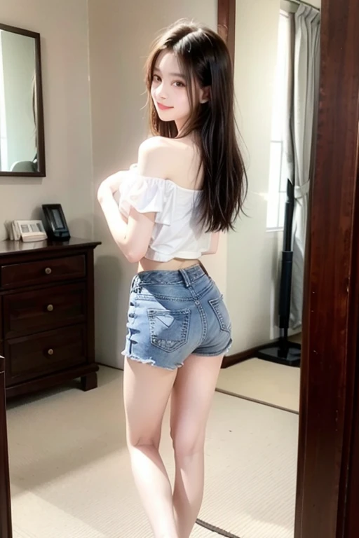 Menina de 25 anos perfeita, (((Shoot from a low angle below)))、((( saia jeans branco、 (mostrando calcinha rosa marcada molhadinha)、saia Jeans rosa、saia Jeans enrugado e levantado、The display tray is raised.、Lift your shorts yourself、Denim White Shorts)))、(((The panties can be seen through the gaps of the shorts)))、colete branco、Ultra - Detalhado、tmasterpiece、qualidade superior、超A high resolution、8k、High-level image quality、Photogenic clarity、Live Action、Um olhar detalhado、Gradientes、perfect anatomy body proportions ,HDD、NFFSW , Nikon Z9 80mm Mola 、masutepiece、Detailed wet panties pattern、Detailed and light wet panties pattern、Luz solar brilhante e luz natural、Crowds in the city、O belo busto parece transbordar、Beautiful pointed areola,,,,、Seus olhos brilharam.、Cabelo moreno de Bob、、Glossy lips and lip gloss、seios grande, mamas grande aparecendo, mostrando a bunda, (Pornografia)
