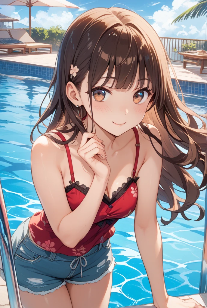 Cute little girl s top-quality masterpiece Normal five fingers Lustrous hair swim wears swimming pools