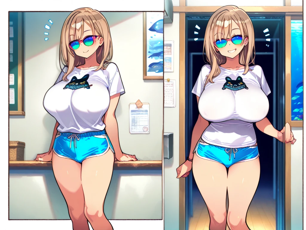 zPDXLxxx,zPDXL,score_9, score_8_up, score_7_up, source_anime, (takagaki kaede), tr2nsf0rmati0n,transformation, before and after, fully clothed light-skinned female, bimbo, gyaru, tan, tanned skin, revealing clothes, barely clothed, breast expansion, ass expansion, huge breasts, huge ass, tanlines, fishnets, presenting, seductive pose, seductive smile