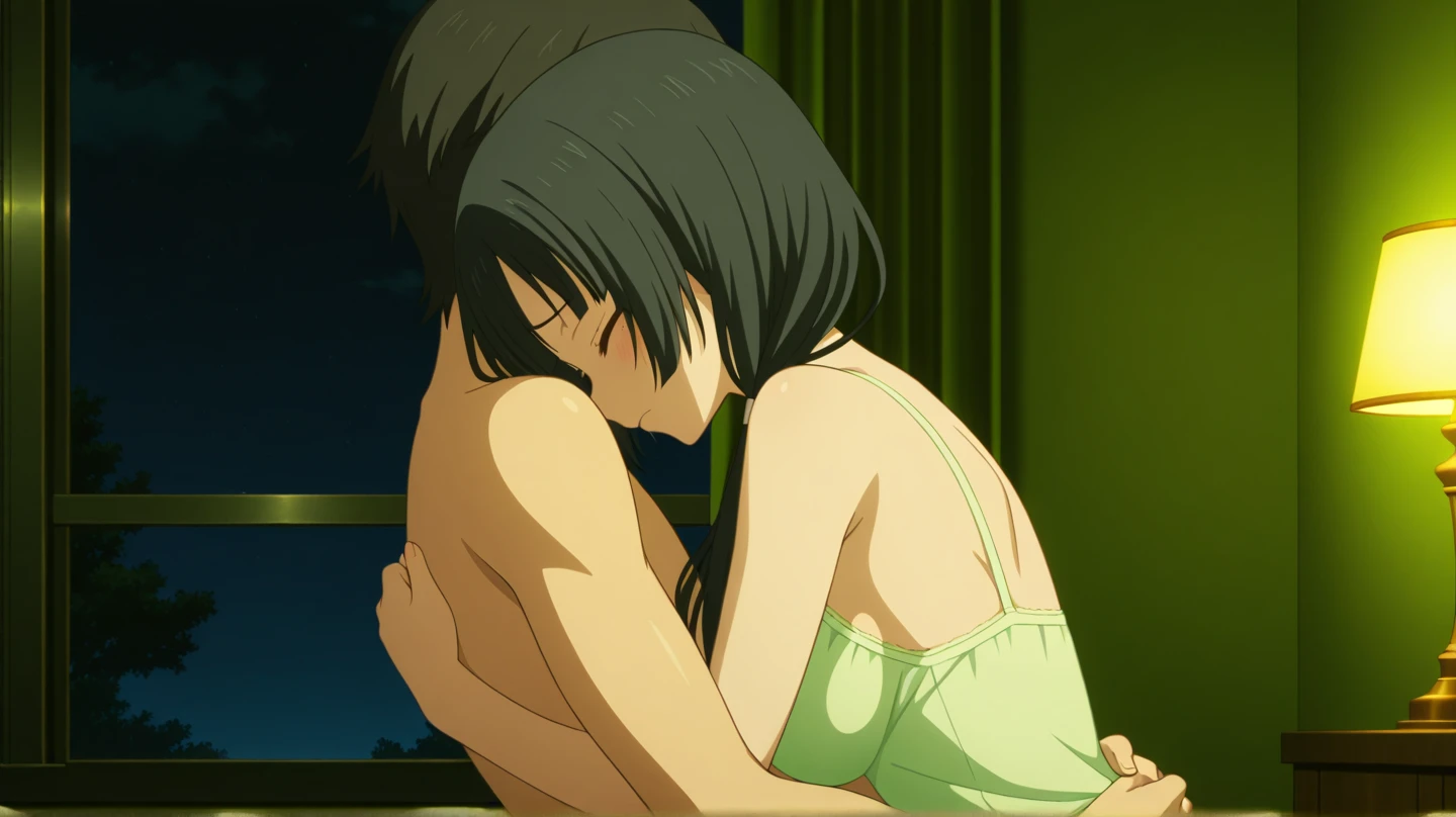 score_9, score_8_superior, score_7_superior, sauce_anime,
yukariyukino, yukari yukino, short hair, black hair, detailed blue eyes, hair between eyes, (( perfect eyes )),
,topless, In the same way, ((on stomach, from behind,)),, lesbian sex, nsfw,
rape ,nsfw , ,, steam, yuri,
indoors, bed, realistic bed room, ~ side, blush, ,(hip),
alone, Dutch Angle, View your viewers,, ,detailed back, white panties,