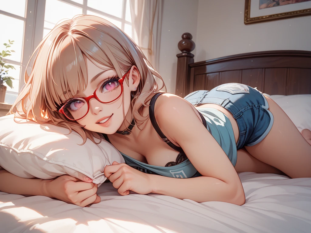 (highest quality、High resolution、detailed background)、(super detailed face:1.2)、Super detailed expression、(Low - Angle、Super close-up from below:1.5)、
Beautiful girl in her 20s in underwear、perfect body、brown hair、bob cut、braided ponytail、glasses、(huge breasts:1.2)、realistic、white floral embroidery panties、white floral embroidery bra、plump nipples、big ass、Show the whole body、cute、excited、I put my hand in my panties in a daze、pinch your nipples、Cum while sitting on the toilet、sexual expression、cute、cameltoe