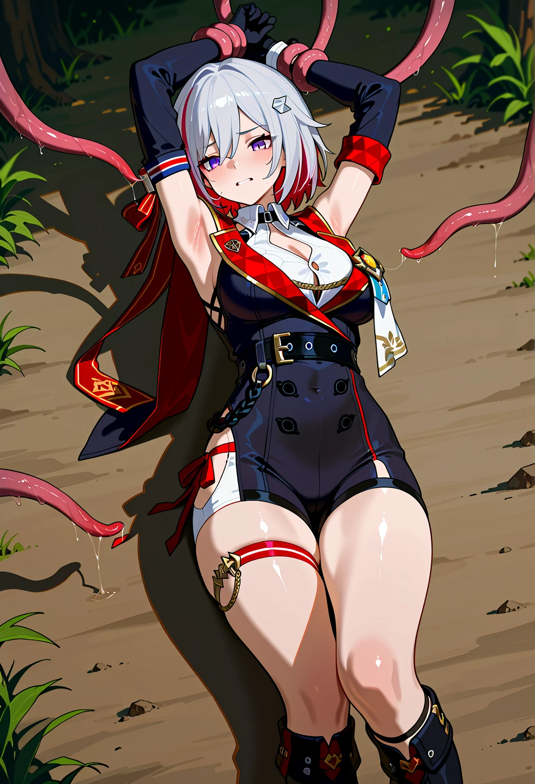 One Demon Girl, Masterpiece, Best Quality, sitting on the grass, in full height (Body Full 1.1.), Beautiful waist, nice feet, hiquality, Highly detailed face, Depth of field, HDR, Very detailed, Ray Tracing, full - body, Dark Fantasy, Demon Tattoo, Ultra Beautiful, lovely small breasts. white colored hair,Transition to red, pale skin, woods, Night Forest, moon light, Beautiful figure, taut clothes, black cape on pink kimano, Lovely Medium Breasts, Smiling, gray eyes, handsome body, sexy clothes, Beautiful eyes, very detailed eyes, Very detailed face, handsome body, Cherecter Desing, Very detailed, Detailed body, Detailed hands, Detailed, Vibrants, Detailed Face, sharp-focus, WLOP, artgerm, anime art, Vibrants, Detailed Face, Hugh Details, sharp-focus, Very drooping face, A detailed eye, super fine illustration, better shadow, finely detail, Beautiful detail