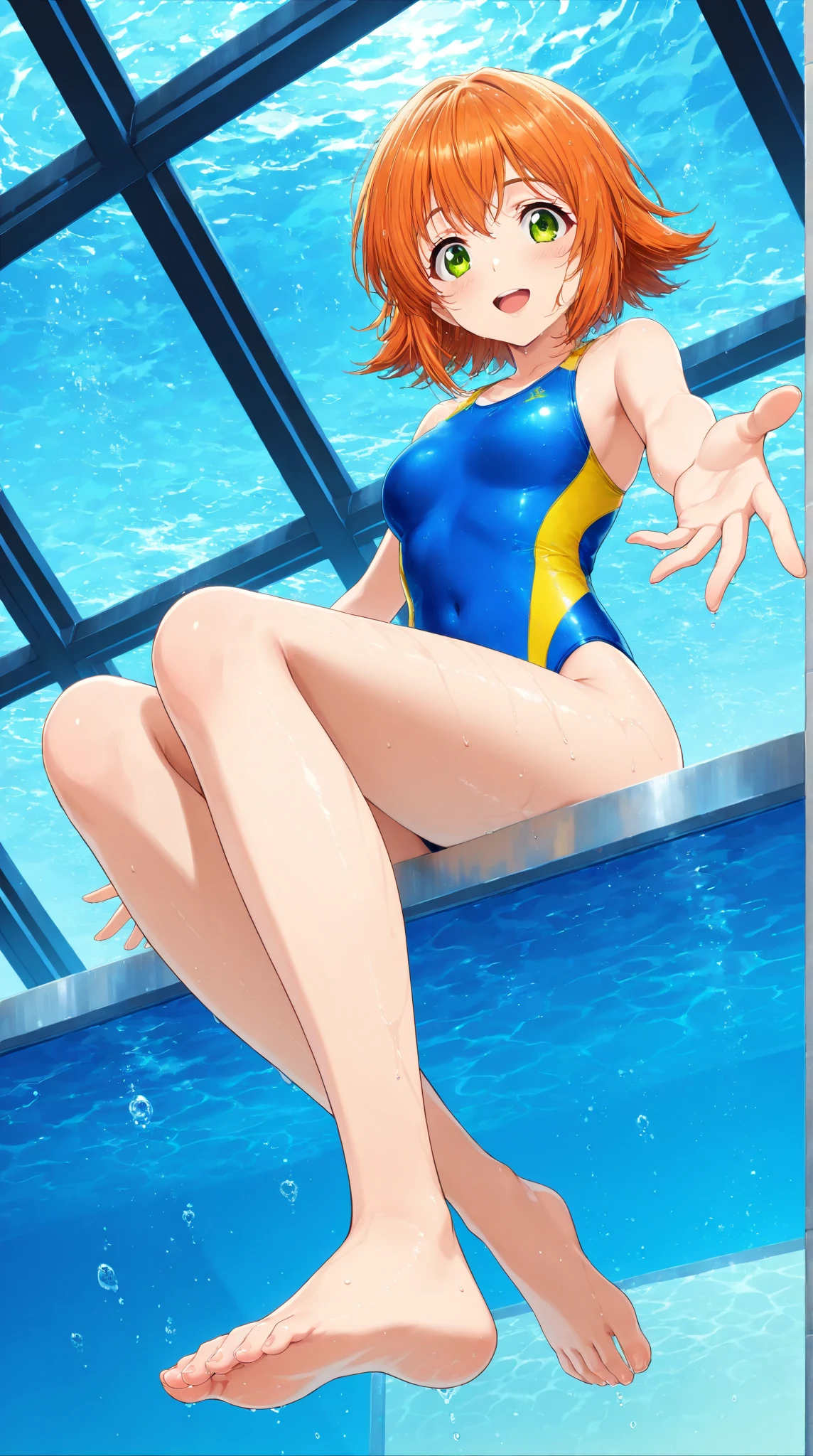 (naughty girl) (alone) (looking ahead at viewer) (short orange and blue hair) (porn) (Art history by Kohei Horikoshi) (boku no hero academia) (My Hero Academia)