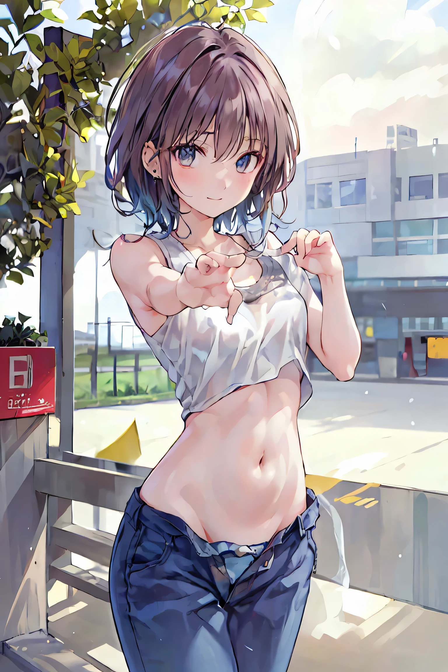 ((Browsing Caution))、Ultra-High resolution、High resolution、Highest quality、beautiful girl、Short black hair、Slim and model-like、whole body、((Gym、trainer))、((((乳首Masturbation))))、((White T-shirt))、Big Breasts、(((Sweat)))、(((whole bodySweatでびしょ濡れ、steam、シャツの色がSweatで変わる)))、(((Sweat染み)))、(((Body odor、body odor)))、(((pussy、Love juice)))、No underwear、(((Sour smell)))、Nipples become erect、((((Masturbation、Climax、Squirting))))、White sneakers、White socks、blush、Angle from below