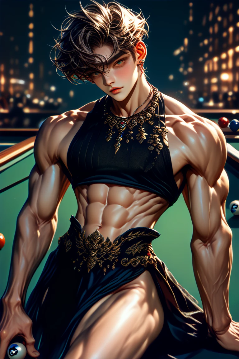 (((((Big head))))), NSFW, (((full body))), 1boy, (((((girly boy))))), androgynous, (((((crossdressing))))), (((((solo focus))))), (((presenting))), stripper, male prostitution, black hair, (((((curly hair))))), sidelocks, medium hair, tied hair, hair bun, long bangs, long nose, big nose, nose, pointy nose, ((thick eyebrows)), long eyelashes, eyeliner, freckles, body freckles, big eyes, lips, (((((Latino))))), thighs, (((((thick thighs))))), fat mons, love handles, obliques, muscular, muscular male, wide hips, curvy, plump, {manboobs}, (((((huge ass))))), amber eyes, pectorals, (((((large pectorals))))), {{{pectoral cleavage}}}, (((((large penis))))), (((((huge testicles))))), (((((penis peek))))), (((((testicle peek))))), naughty face, (((bishounen))), strongman waist, {belly}, unibrow, thick lips, {{bara}}, toned, toned male, sweat, red dress, (((((microdress))))), (((stiletto heels))), micro-bra, black thighhighs, silhouette, blurry background, (((exhibitionism))), people, {{{puffy nipples}}}, {{{otoko no ko}}}, spread ass, (((flat chest))), dress lift, {{{puckered anus}}}