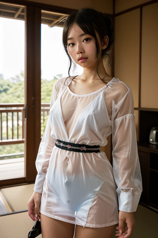 A chinese girl, ancient dress, no skirt, white panties, pervert oldman, touch