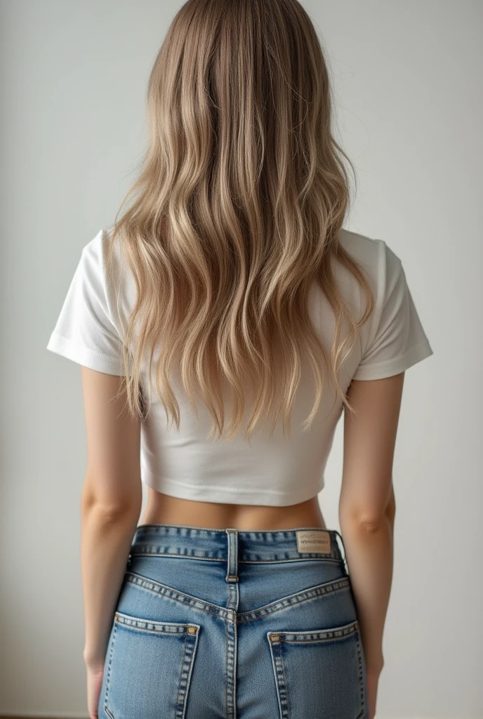 Chica rubia, ciudad, from the back