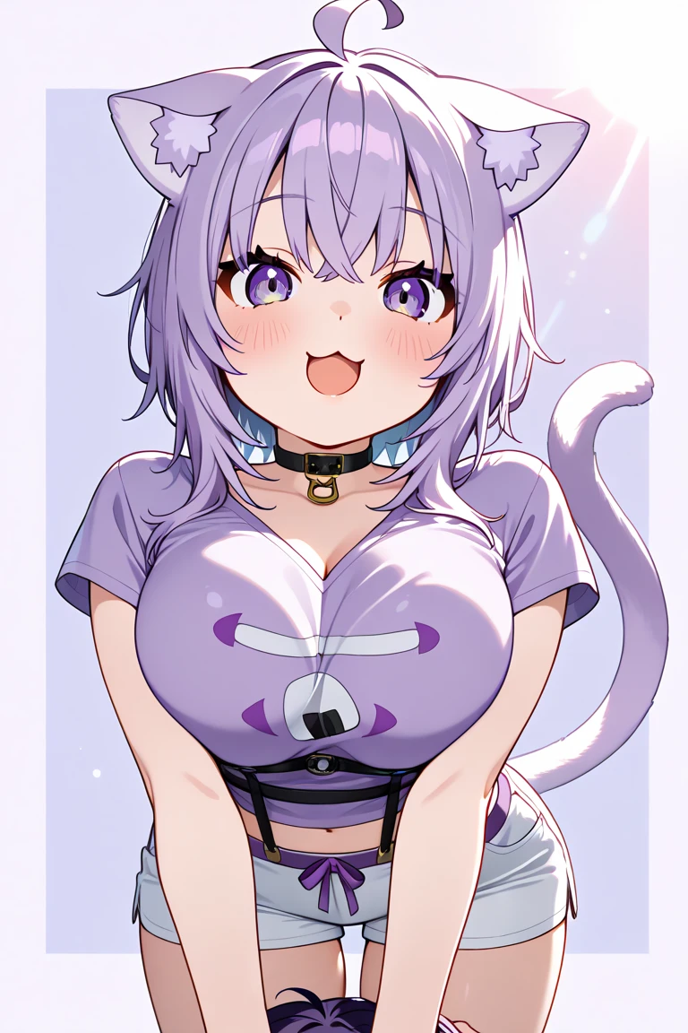 prety woman, sparkly eyes, False lashes, Pink lips, A smile, large full breasts, a miniskirt, Leopard print costume, Thumb and four fingers, Anatomically correct fingers, Leopard ears, Leopard tail, detail portrayal, Don't overexpose,