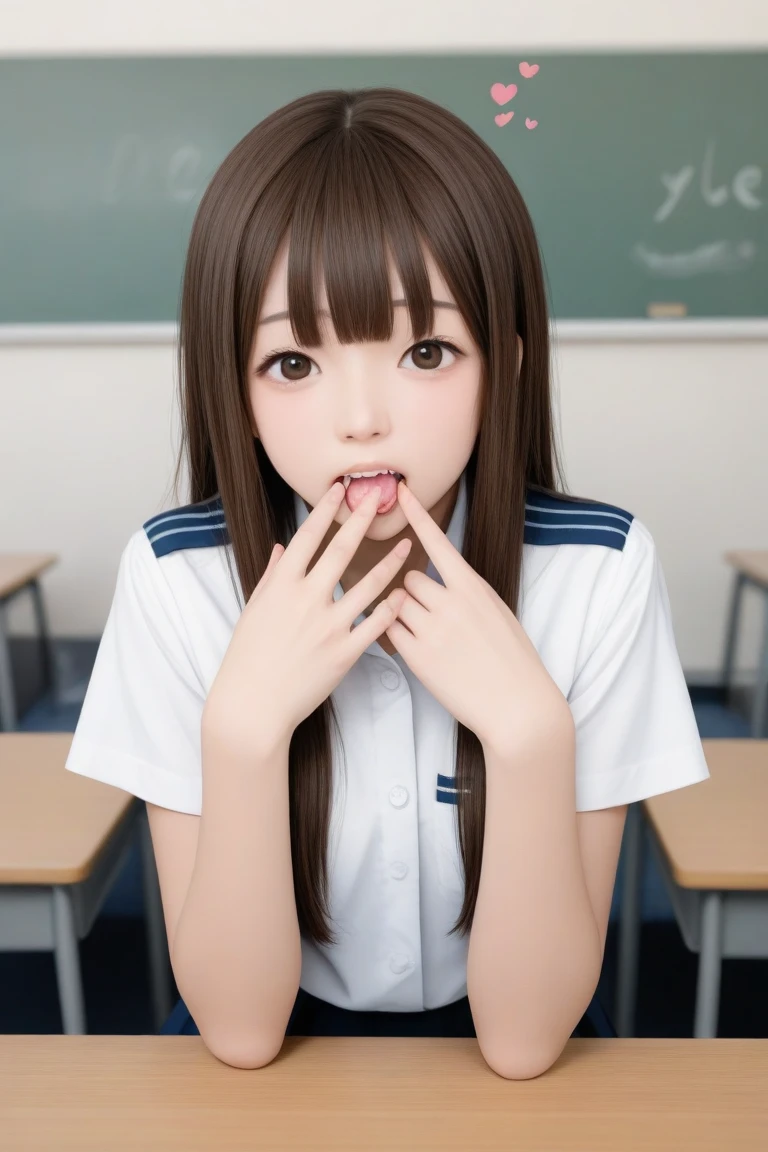(NSFW:1.3), ((masterpiece)), ((highest quality)), (Super detailed), ((cute)), cute, (Lovely), ((sexy)), (ero), ((very detailed)), 4K, (8K), highest quality, (beautiful), anime style, hyper realistic, real, character focus, 1 girl, solo, cute girl, ((school girl uniform)), (hyper cute face), beautiful light brown hair, beautiful black eyes, ((beautiful eyes)), large breasts, embarrassing, blush, (sucking 1 dick down throat:1.5),irrumatio,(hand job:1.3), (lots of cum into mouth:1.1) shiny, shine,