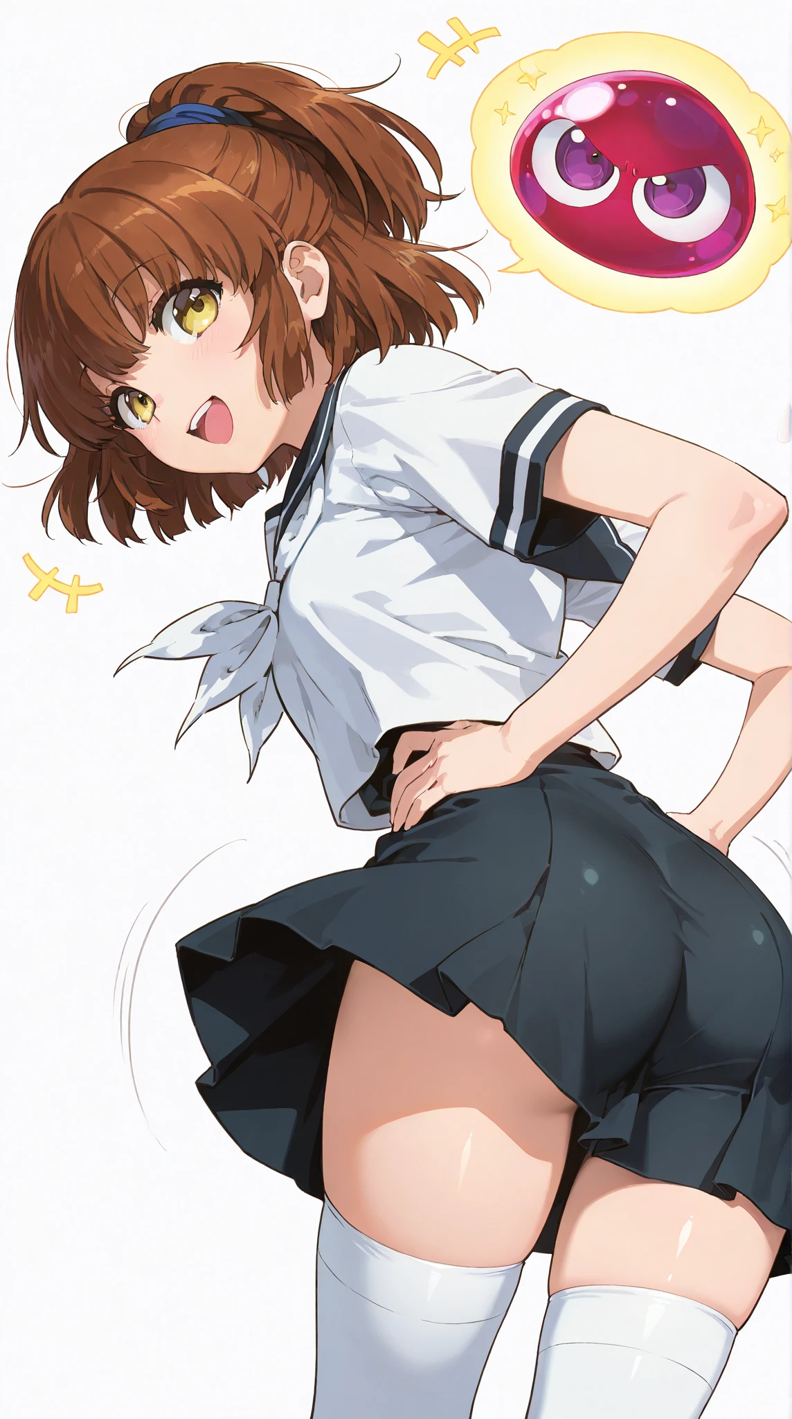 masterpiece, best quality, highres, 1girl, , misaka mikoto tokiwadai ,white shirts,vest,miniskirt,loose socks,looking viewer,(((lift skirt,panties)))