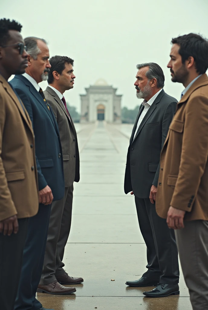Hitler, Saddam Hussein, Mohammed Gaddafi, Kasim solaimani are standing and talking with each other  in a school field and the school name is Rashidpur ML High School