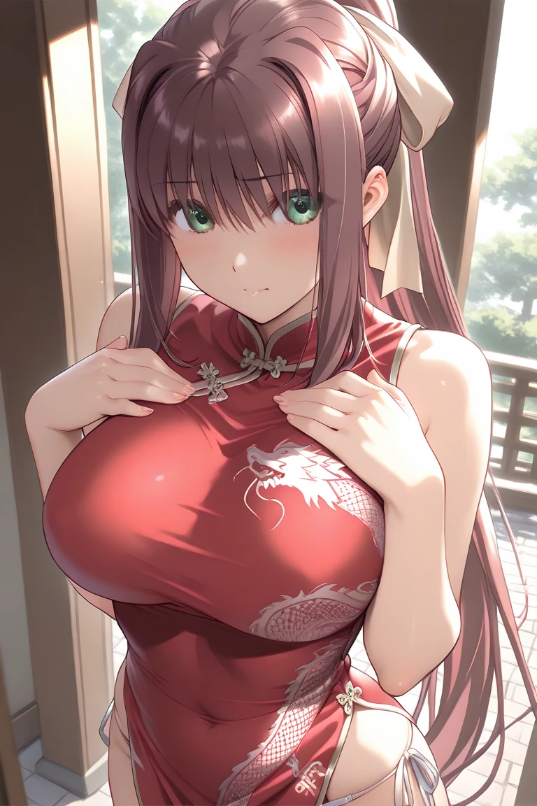 detailed illustration, low camera angle, mature bbw female, pretty curvy thick body, bzlizzie, black/maroon dress, off shoulder, bare shoulders, cleavage, (gigantic breasts:1.3) smile, blush,cute , outdoors, holy rays, japan temple, the cherry trees, Cherry blossoms flying, rain, cinematic lighting, hires, volumetric lighting, masterpiece, <lora:add_detail:0.5> <lora:hairdetailer:0.5> <lora:LizzieDress_fp16:0.8>