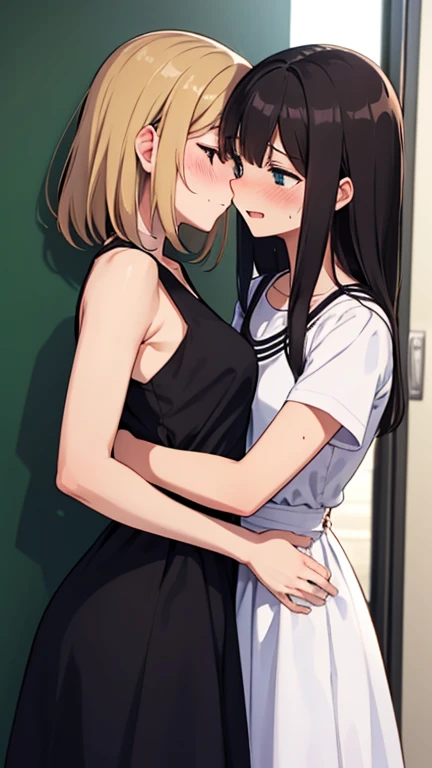 (highest qualitandr)), ((masterpiece)),、((2 girls:1.5)) , ((kissing:1.4)), Tone result、adult woman、 ((Tiro de pantand:1.5))、Standing　open legs、lift skirt 、rubio、green eyes、(Cum in overflows :1.5)、 Small  、sobbing tears、(Stupid:1.0)、 High knees　white、( in vaginal:1.3)、 in the mouth、(underboob,show off nipple:1.0)、many students around、 Low view focus、NSFW, realist, masterpiece, VERY crowded subwaand escalator detailed scenario, ((escalator:1.5)), Mini falda sexand, (fear expression), Flushed face, Attractive man groped woman 1 from behind,(((Hombre atractivo presionando su pecho sobre la mujer 1 espalda))) and (((holding her waist behind her))) (no panties:1.3), (Topless:1.4),(pantsu shot), ((no panties:1.4)), ((view from below:1.5))
