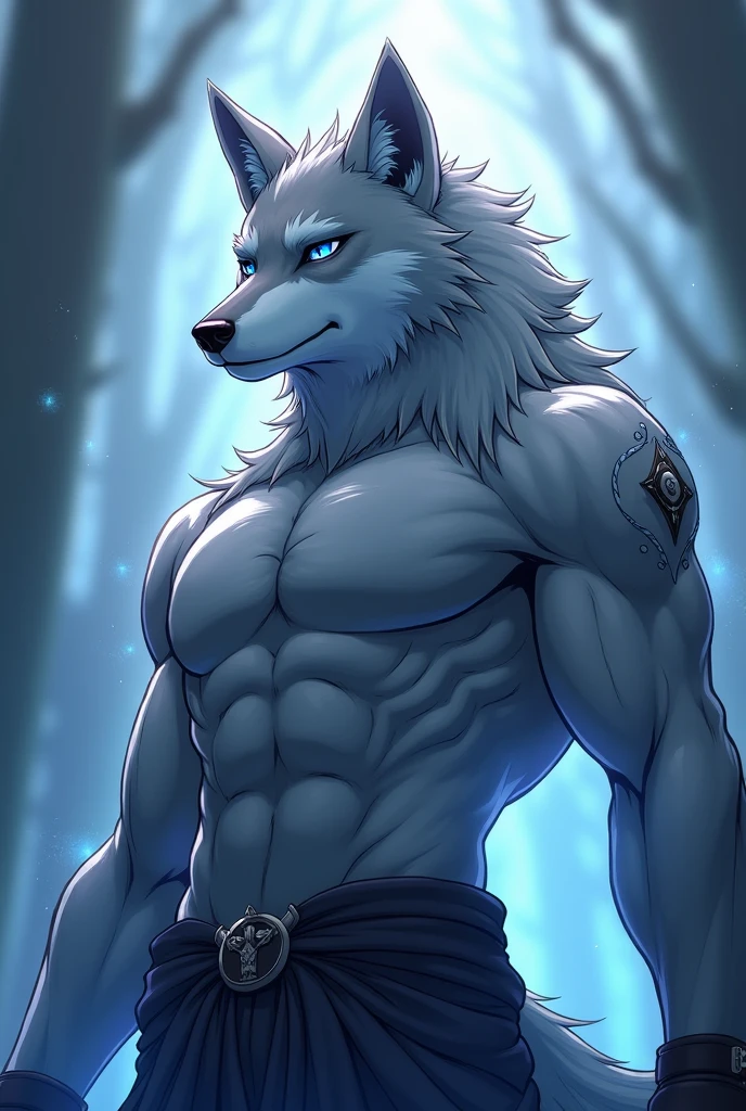 4K, high resolution, Best quality, Masterpiece, perfect colors, perfectly shaded, Perfect lighting, posted on e621, (by Chunie), Furry, anthro, Furry art, ((Portrait)), Male wolves，Two-tone leather，hairy bodies, Glowing eyes, Perfect male bodyPerfect male figure,shorter pants,Abs，musculature,Detailed fur, Detailed face, Perfect face, (The stands up), Detailed background, ((Bonifasko lighting)), coda, (Detailed eyes), perfect pupils