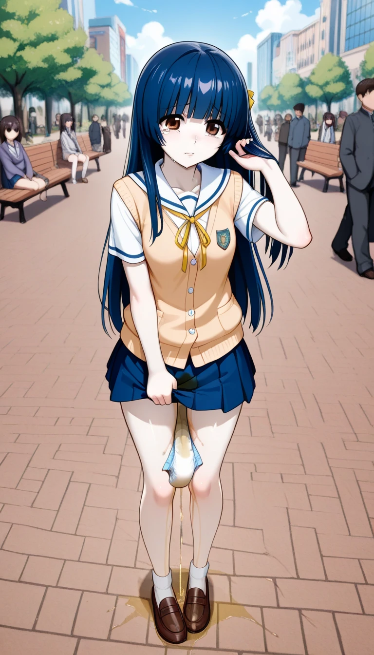 Flat Chest,Outdoor、Outdoor Exposure,(全nakedで),naked,(She is wearing a large gray scarf around her neck, covering her shoulders.),Look down,tits,Nipples,belly button,Schoolyard,loafers,White loose socks,Hime cut,Long Hair,bag、cel animation,raffed Asian , Surreal school girl, High school girl posing, Surreal school girl, Young and thin gravure idol, Young Sensual Gravure Idol, Asian, so beautiful, Cute school girl, Young and cute gravure idol, A real young gravure idol, beautiful Asian