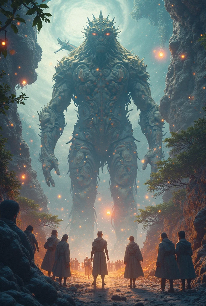 An alien creature from a galaxy far, far away,Demonstrates impressive supernatural abilities,This entity is shrouded in an aura of mystery and power.,Radiating dazzling energy and distinctly non-human features。Its sharp eyes look down upon the earth,Absorb the complexity of human culture and life。This scene is set against the backdrop of a vast, dark universe and mysterious alien structures.,The dark background further highlights the strangeness and huge size of the alien creatures.,The tiny earth is illuminated,Showing its beauty and diversity,This alien is unlike any life form on Earth,Standing in front of a large Zerg-style spaceship,This spaceship is StarCraft style,Alien beauty,The edges are uneven,Unique structure,As if there is life