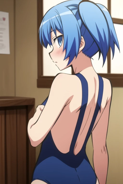 haruna, anime art style, 1girl, solo, short_hair, hair_ornament, blue_hair, purple_eyes, hairclip,masterpiece, expensive quality, very_expensive_solve, big_file size, full color,(completely nude:1.2),pussy,niplles,