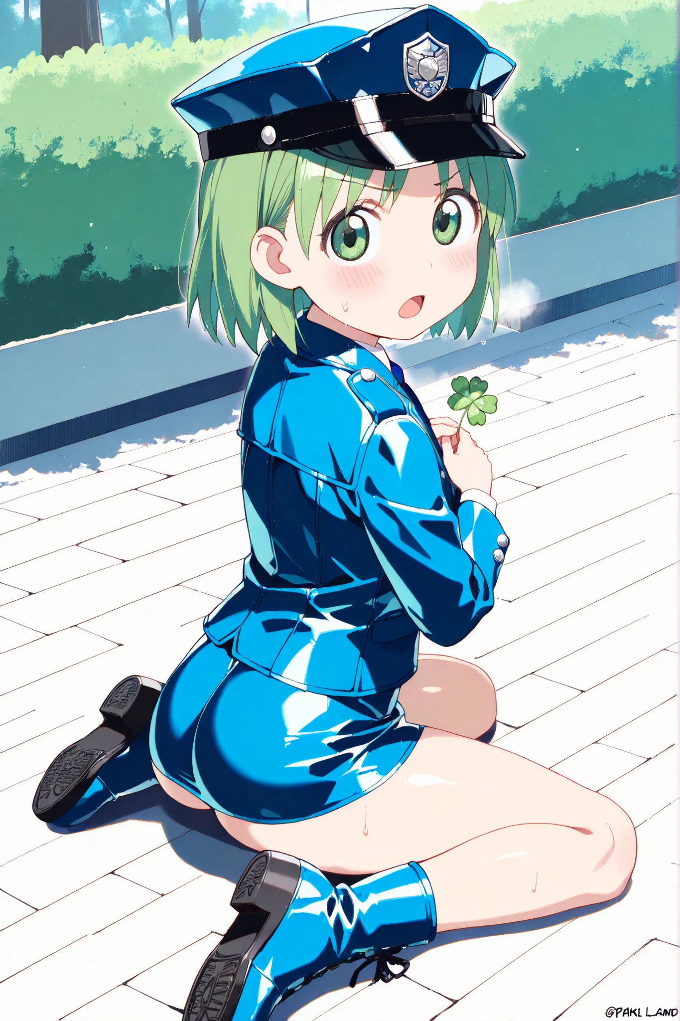 nude, thick thighs, green hair, moles, freckles, short hair, fat butt, small, chubby, naked, bare, exposed, without clothes